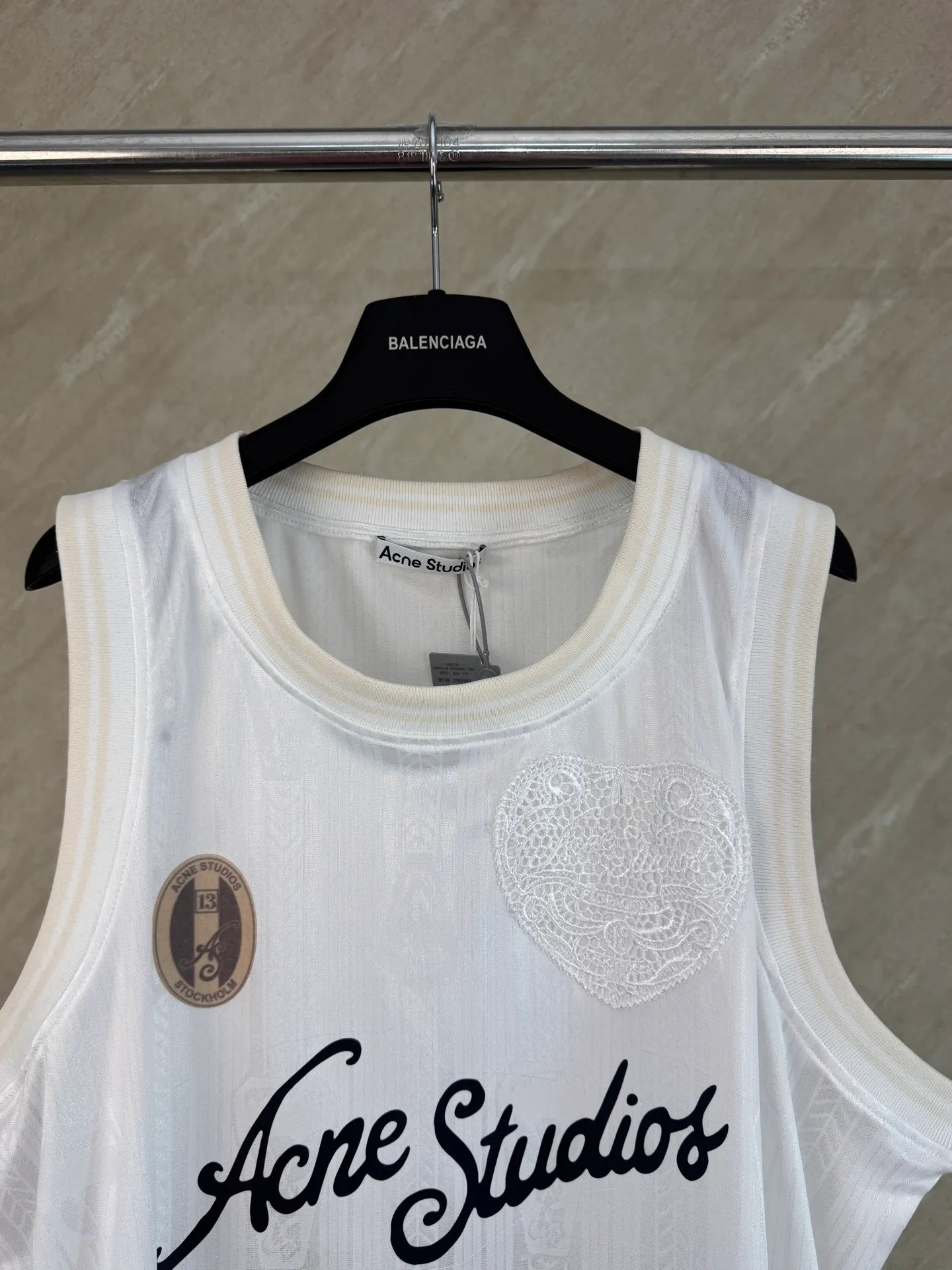Acne Studios 26SS football jersey technical jacquard fabric logo vest size s m l xl